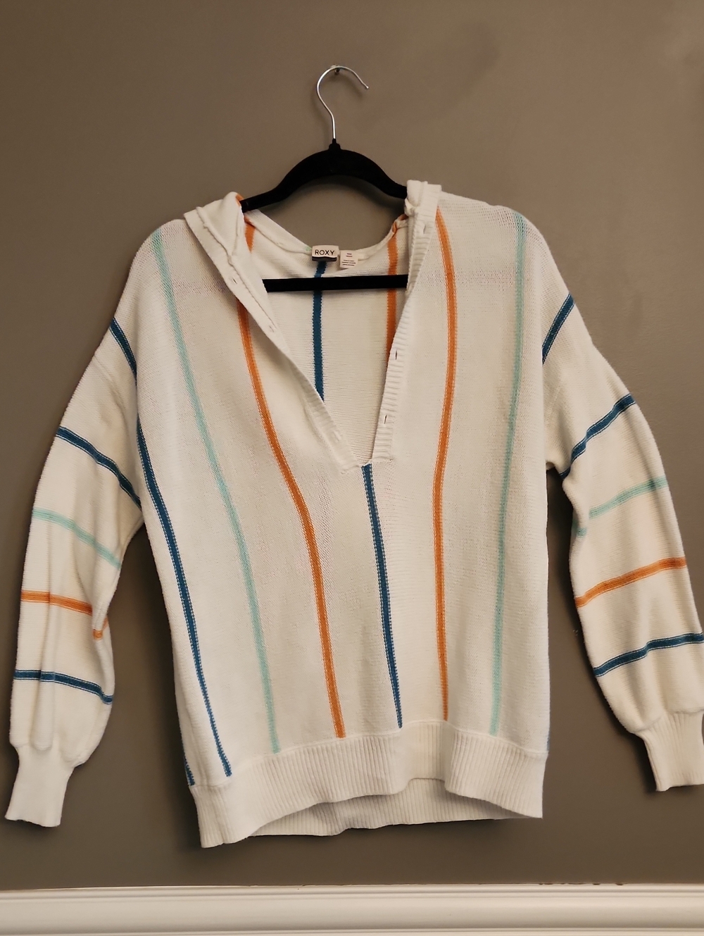 Roxy Pullover Beach Bay Of Rainbows Striped Knit Sweater